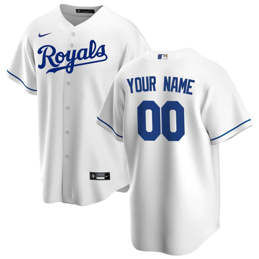 Youth Kansas City Royals Nike White Home Replica Custom MLB Jerseys->customized mlb jersey->Custom Jersey